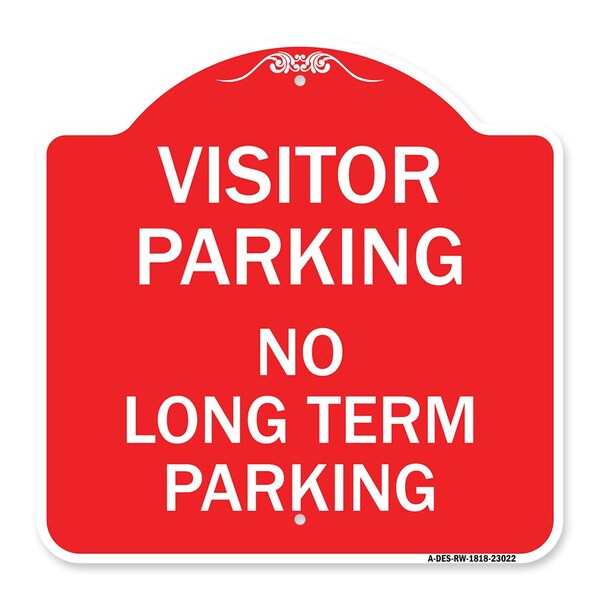 Reserved Parking Visitor Parking No Long-Term Parking, Red & White Architectural, RW-1818-23022